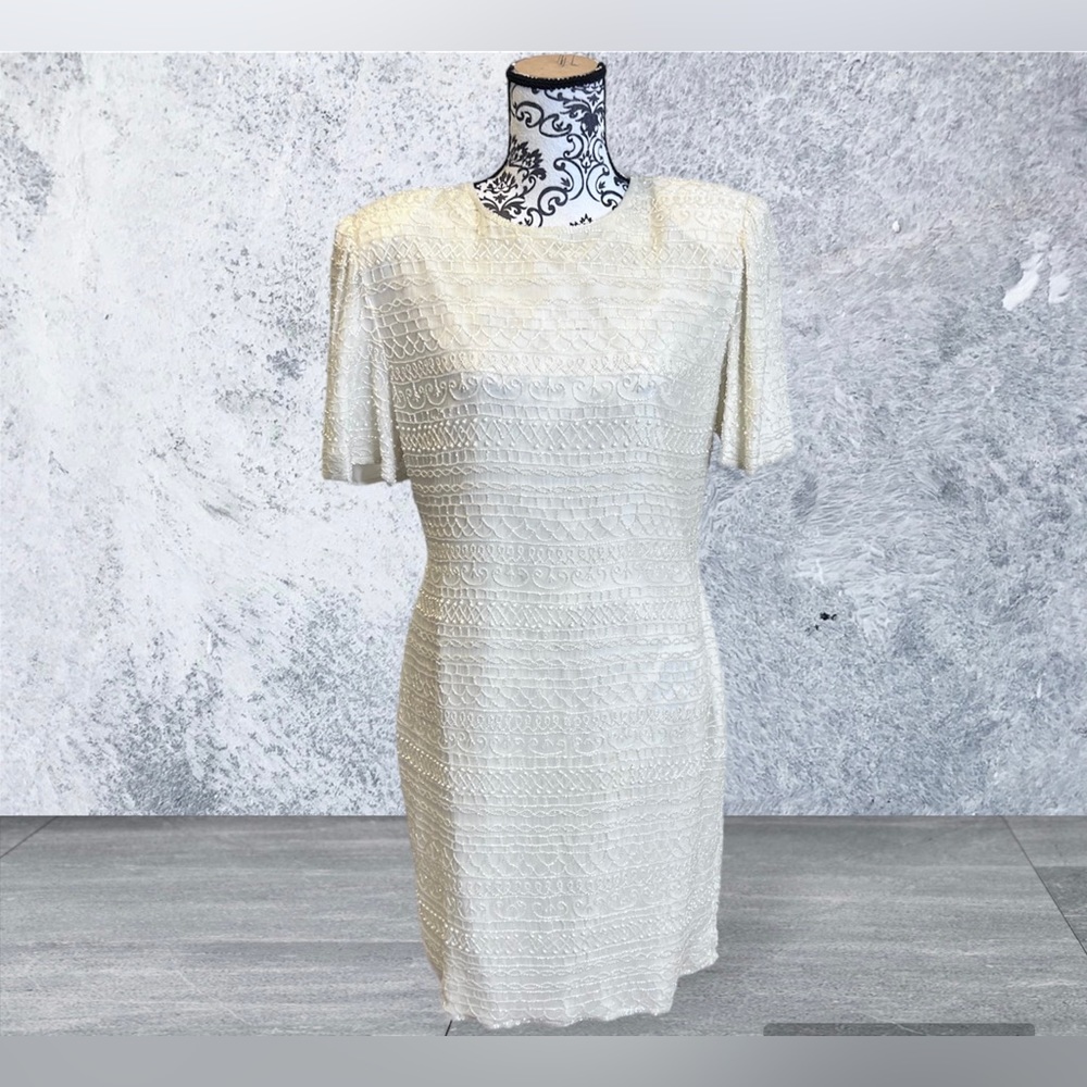 Scala Beaded Sequin handcrafted Couture Dress PXL NWT